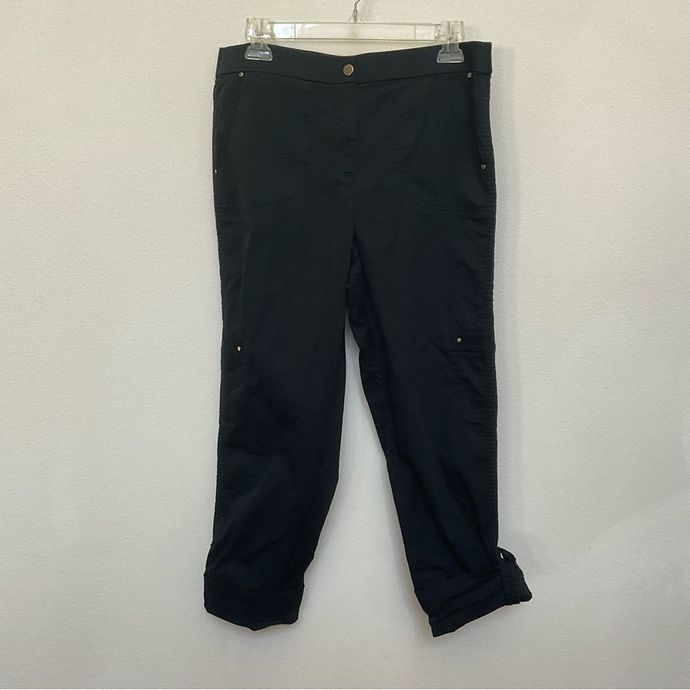 Chico's Black Tab Leg Cargo Pants/Capris Size 1 US Size 8